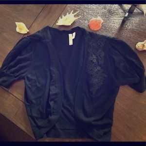 Black embroidered shrug